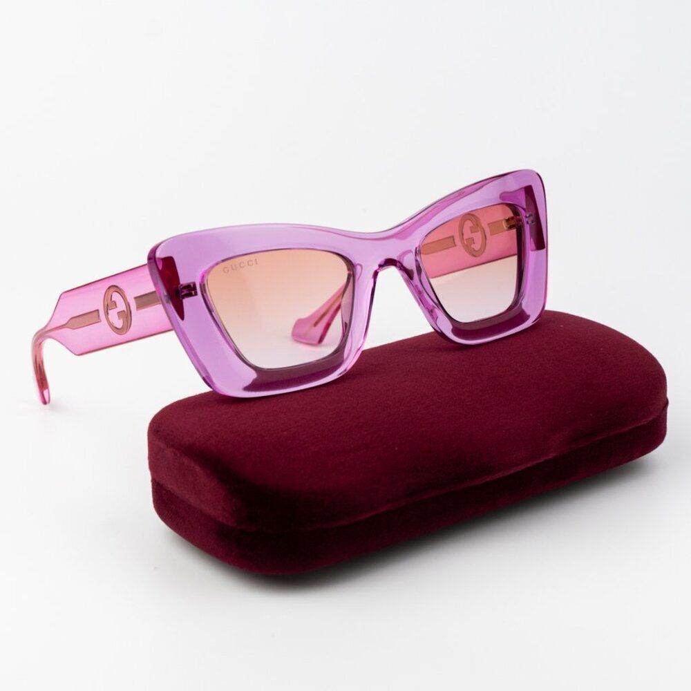 Gucci Women Sunglasses Transparent Pink Gradient Butterfly GG1552S 003 NEW - Picture 11 of 12